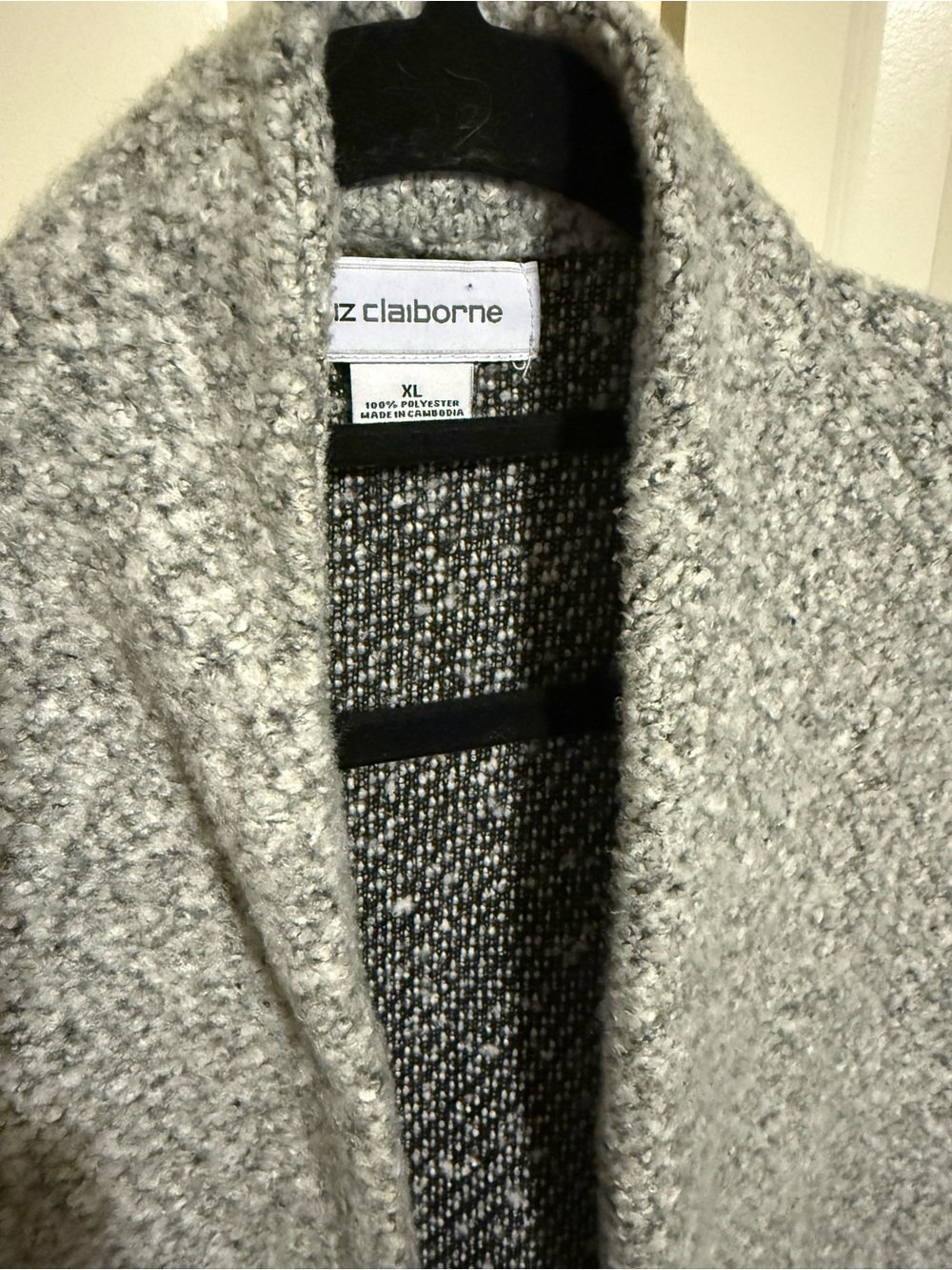 Liz Claiborne Two-Tone Gray Open Cardigan Coat - Picture 2 of 3